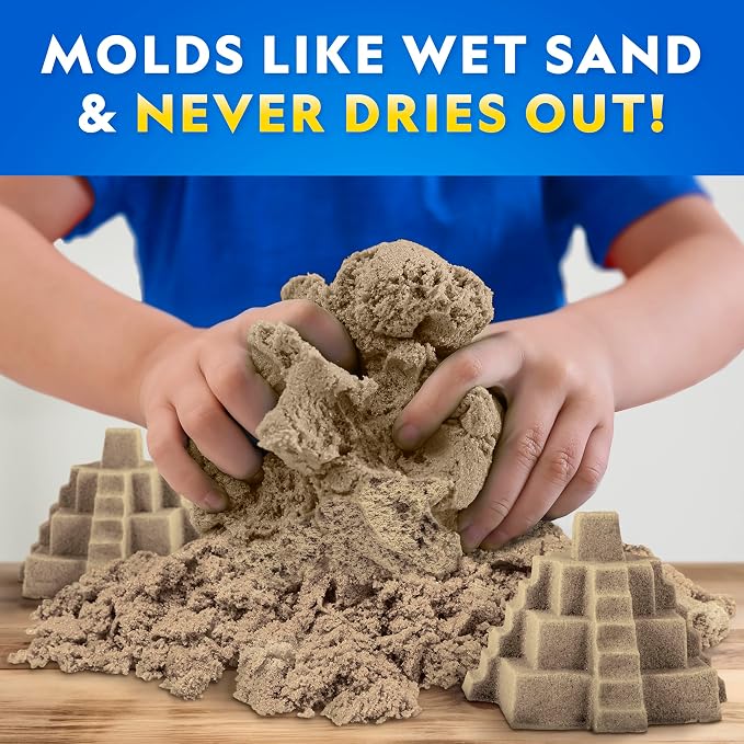NATIONAL GEOGRAPHIC Moon Sand - 12 Lbs. of Play Sand with Castle Molds (Natural) - A Fun No Mess Sensory Activity, Kids Play Set, Sensory Bin Filler