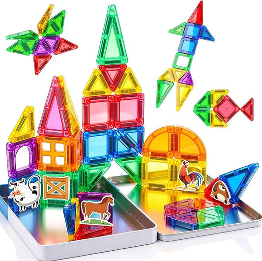 URMYWO Magnetic Building Tiles, Magnetic 3D Blocks Construction Playboards | 36 Pcs, STEM Creative Educational Toys for Kids Ages 4-8, Preschool Kindergarten Game, Farm Theme, Boy Girl Birthday Gifts