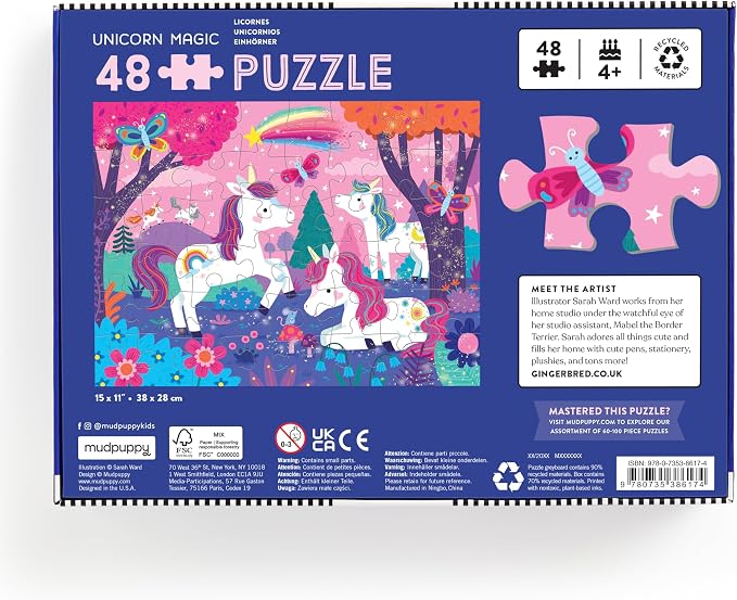 Mudpuppy Unicorn Magic – 48 Piece Puzzle with Colorful and Fun Illustrations of Unicorns for Children Ages 3 and Up