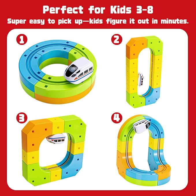 Electric Train Set for Kids Ages 3-8 - Modular 3D Flexible Race Track Building Toy with Gravity-Defying 360° Movement, STEM Learning Fun Gift(154 pcs Deluxe Set)