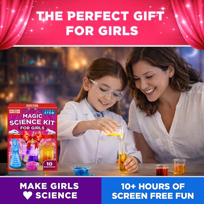 Doctor Jupiter Girls' Magic Science Experiments Kit for Kids Ages 8+ | Magic Tricks, Science Kits for Kids Ages 8-12, Birthday Gift Ideas for Girls 8, 9, 10, 11, 12 Year Olds, STEM Educational Toy