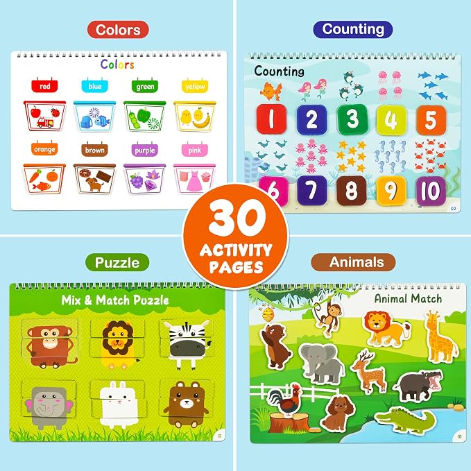 BenBen Busy Book for Toddlers 3-5, Pre-Assembled, 30 Pages, Airplane Toys | Preschool Learning Activities, Montessori Learning Toys, Educational Activity Book, Arts and Crafts for Kids, Birthday Gift