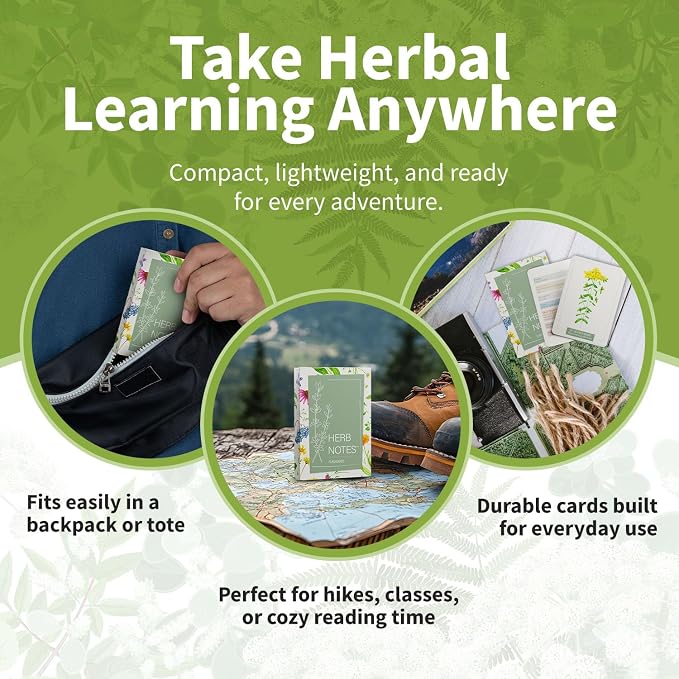 Herb Notes Plant Identification Cards, 48 Illustrated Botanical Flash Cards | Herb Cards for Plant Identification, Nature Study & Classroom Learning, Compatible with Learning Herbs Wildcraft! Board Game
