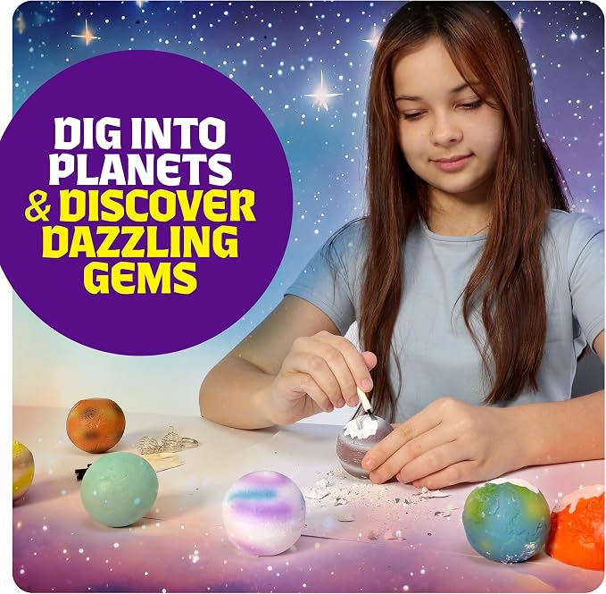 Galaxy Gem Dig Kit for Kids - Gemstones Digging Science Kits for Kids | Gifts for 6 7 8 9 10 11 Year Old Boys & Girls - Planet Space Toys for Ages 8-10 STEM for Boy & Girl Age 6-7, 6-8, 8-10