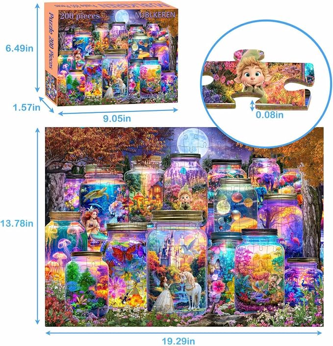200 Pieces Jigsaw Puzzles for Kids and Adults- The Dreamlike World in a Jar | Puzzles for Kids Ages 6-8 8-10 Year Old,Learning Educational Toys for Boys and Girls Ages 10-12 Year Old,Boys Girls Gifts