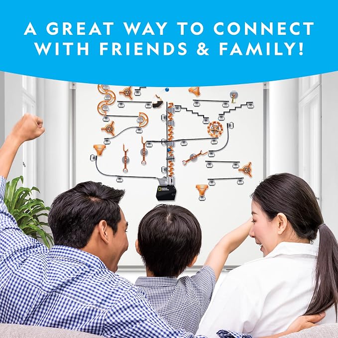 National Geographic Magnetic Marble Run 150-Piece Building Set for Kids | Magnetic Track, Trick Pieces, Marbles, Marble Maze, Engineering Toy, Creative Construction, STEM Project for Kids and Adults