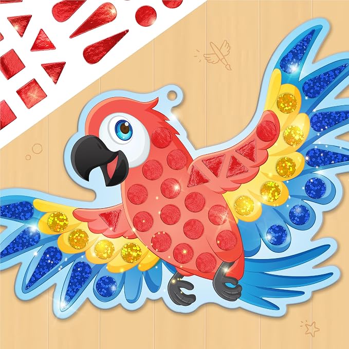 Imagimake Mirror Mosaic - Birds, 5 Templates, 450+ Stickers | Mess-Free Craft Activity, Screen-Free Creative Art Kit for Kids, Birthday Gift for Boys & Girls Ages 3,4,5,6,7 Years Old