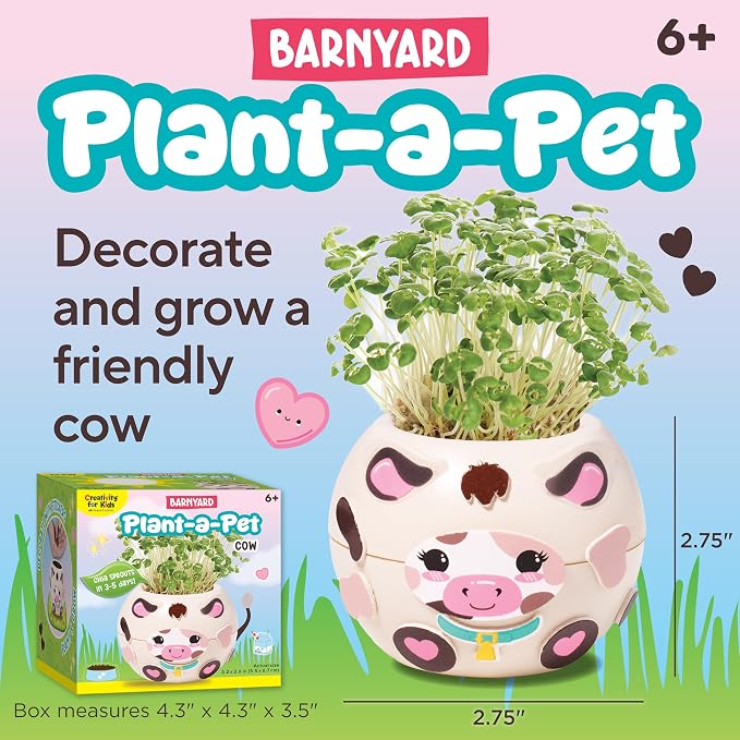 Creativity for Kids Plant-a-Pet Barnyard Pig Kit | Decorate, Plant & Grow Your Own Pet | Chia Seed Gardening Craft | Spring Crafts & Screen-Free Kids Activity (Ages 6+)