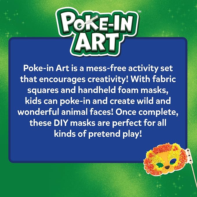 Skillmatics Poke-in Art – Animal Masks, Wood Craft Kit, Gift for Kids | DIY Mess-Free Fun, Pretend Play, Fine Motor Skills, Screen-Free, Travel Activity, Ages 4, 5, 6, 7, 8, 9