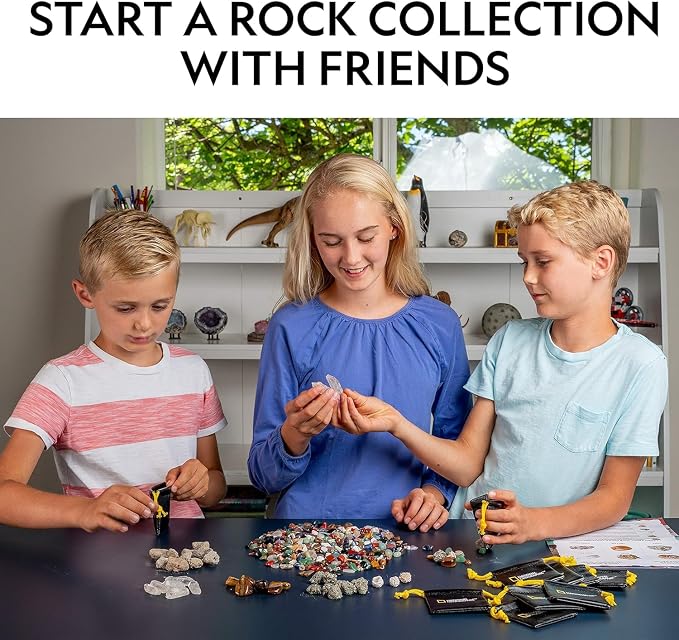 National Geographic Rock Collection with 50 Specimens to Share for Kids | 1.25 Lbs. Assorted Rocks, Minerals, and Gemstones, 50 Sharing Specimens, Classroom Activity, Earth Science Learning