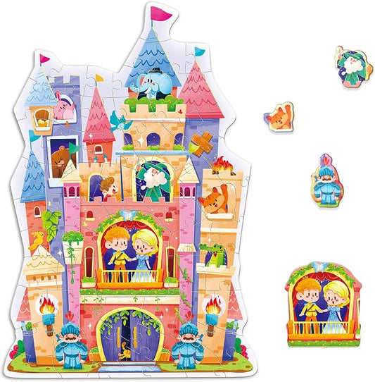 ELX 52 Piece Puzzles for Kids Ages 3-5 4-6, Castle Jigsaw Puzzles for Girls | Large Floor Puzzles for Kids Ages 3-5, Preschool Learning Educational Toy Gift Birthday and Christmas for Child Boys With Bag