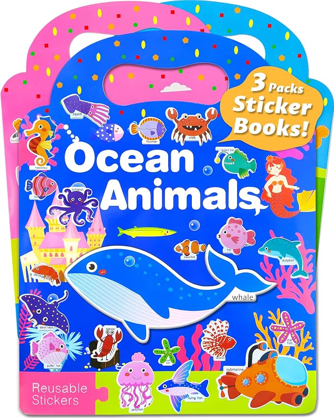 Walenced Reusable Sticker Book for Toddlers, Stickers for Kids, Toddler Toy | Toddler Craft Activities, Toddler Travel Toys, Boy Girl Birthday Gifts, Airplane Travel & Road Trip Essentials Kids