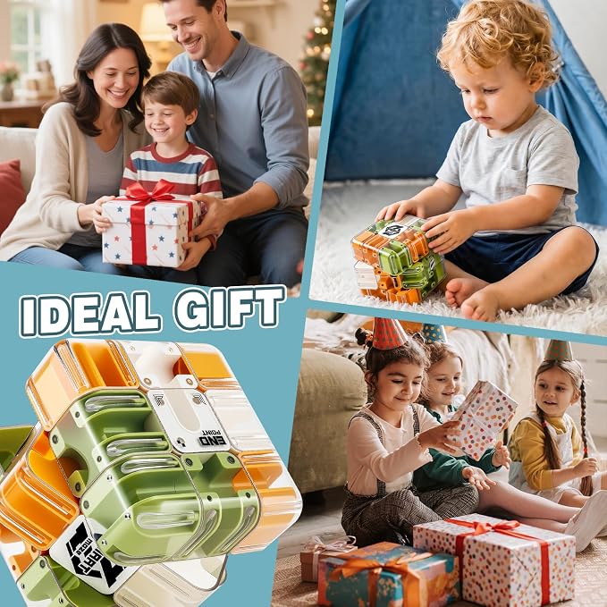 3D Maze Cube Ball Puzzle Brain Teaser for Adults & Kids, Educational Learning Toys Logical Thinking, Family Board Games Tabletop, Durable Puzzle Cube (Green&Brown&White-B, 3.3x3.3x3.3)