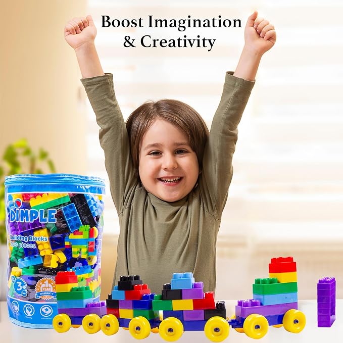 Dimple 300 Piece Large Building Blocks for Toddlers, Kids Interlocking Toys | Stackable Blocks, Multi-Colored Toys, Safe Non-toxic Plastic, Waterproof, Bright Colors, For Boys and Girls Age 3+