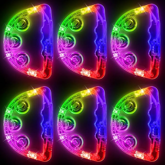 Aywewii LED Tambourines 6 Pack, Light Up Musical Toys Party Supplies | 3 Flashing Modes (Fast, Slow & Alternating), Instruments for Toddler Adult, Sensory Toys for Kids with Autism & Special Needs