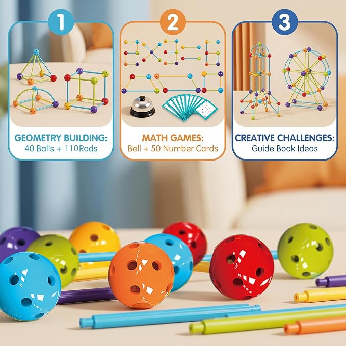 COUOMOXA 253 Pcs STEM Building Toys with Sound Bells