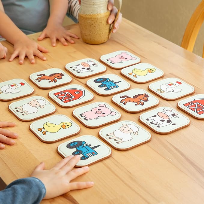 Felt Farm Matching Game for Toddlers – Farm Animal Memory Game & Flash Cards – Soft and Safe for Ages 1+ – Montessori Preschool Learning Activity – Educational Farm Toy for Boys & Girls