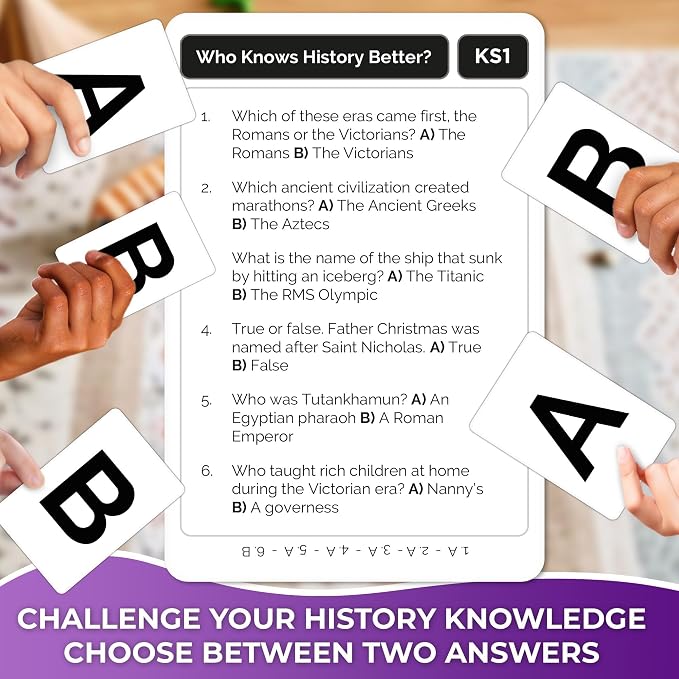 Quokka Card Games for Kids 8-12 - Board Family Games for Kids and Adults | History Trivia Cards for Family Game Night - Who Knows History Better 500+ Questions - Fun Card Game for Families and Teens