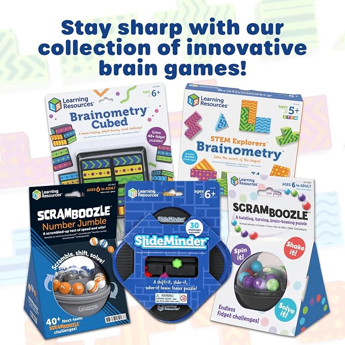 Learning Resources STEM Explorers Brainometry - 3D Puzzle Games for Kids, Kids Travel Games, Brain Teaser Puzzles, Pattern Memory Game, Brain Game Toys, Classroom Toys, 5 Year Old Boy and Girl Gifts