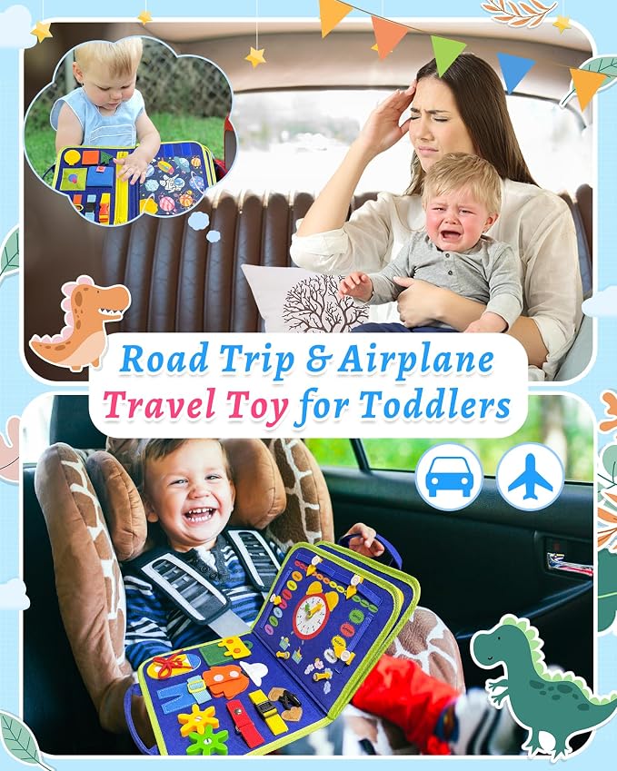 Busy Board Montessori Toys for Toddler Boy Birthday Gift Busy Book | Airplane Car Travel Toy, Learning Educational Toys, Activity Book, Toddler Activities, Sensory Toys, Fine Motor Skills