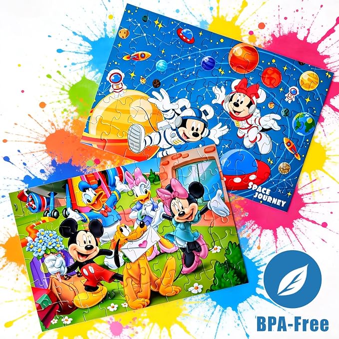 Kids Puzzles,2 Packs 60 Piece Puzzles for Kids Ages 4-8,Outdoor/Travel Puzzle with Small Box and Independent Storage Bag,L16.2 x W‌10.6 Inch