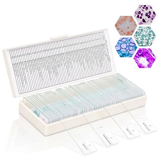Tellegloww 60 Pcs Microscope Slides with Specimens for Kids & Students | Prepared Slides, Plant, Insect, Animal Tissue, Microorganisms, Biology Slide Set for STEM, Homeschool and Science Lab