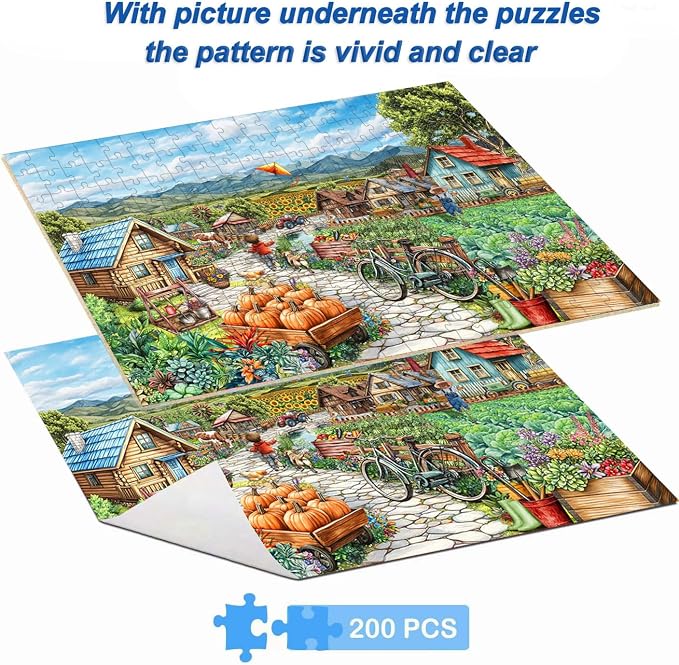 200 Pieces Jigsaw Puzzles for Kids and Adults-Rural Farm Series | Puzzles for Kids Ages 6-8 8-10 Year Old, Learning Educational Toys for Boys and Girls Ages Puzzle for Kids Teens Seniors