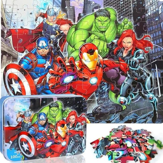 LELEMON Puzzles for Kids Ages 4-6,100 Piece Puzzles for Kids in Metal Box | Educational Childrens Kids Puzzles Jigsaw Puzzles for Kids Ages 6-8,100 Piece Puzzle Games Puzzle Toys for Girls and Boys