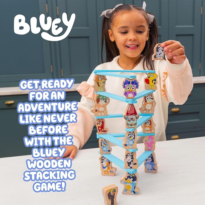 Bluey Stacking Game, Spin & Balance 15 Character Pieces