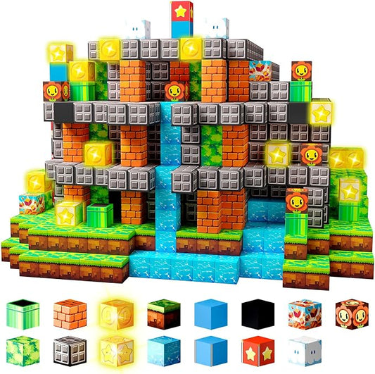 Magnetic Building Blocks STEM Toy Magnet Cubes for Kids 4-12 | Magnetic Cubes, 0.8 inches Building Blocks, Christmas Birthday Gifts for Kids Boys Girls Fantasy Woodland Habitat-200pcs