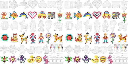 20 Pieces 5mm Fuse Beads Pegboards Clear Animal Shape Plastic Pegboards Craft Tray with 20 Pieces Colorful Cards for Kids DIY Craft Beads (Pack of 2)