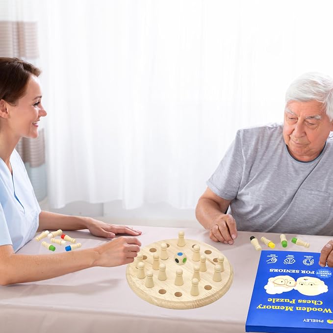 Easy Memory Games for Dementia Senior, Activities Dementia Patient | Wooden Color Matching Alzheimers Products for Elderly, Fidget Toy Sensory Busy Board Gadgets Peg Gift Cognitive Puzzle Craft