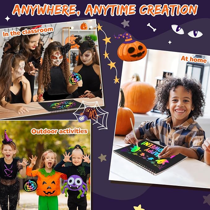 ZMLM Scratch Paper Art-Crafts Gift: 2 Pack Rainbow Notebooks Supplies Toys | Art Crafts for 3 4 5 6 7 8 9 10 11 12 Years Old Girls and Boys Kids Birthday Halloween Party Travel Games Activities