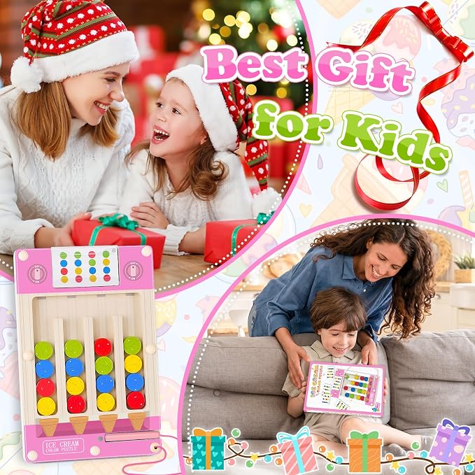 Magnetic Wooden Toys for 3-6 Year Old Girls, Montessori Brain Teasers Game | 3 4 5 Year Old Girl Birthday Gifts, Sensory Toys for Kids with Autism, Road Trip Color Puzzle Maze Toy - Outdoor Portable