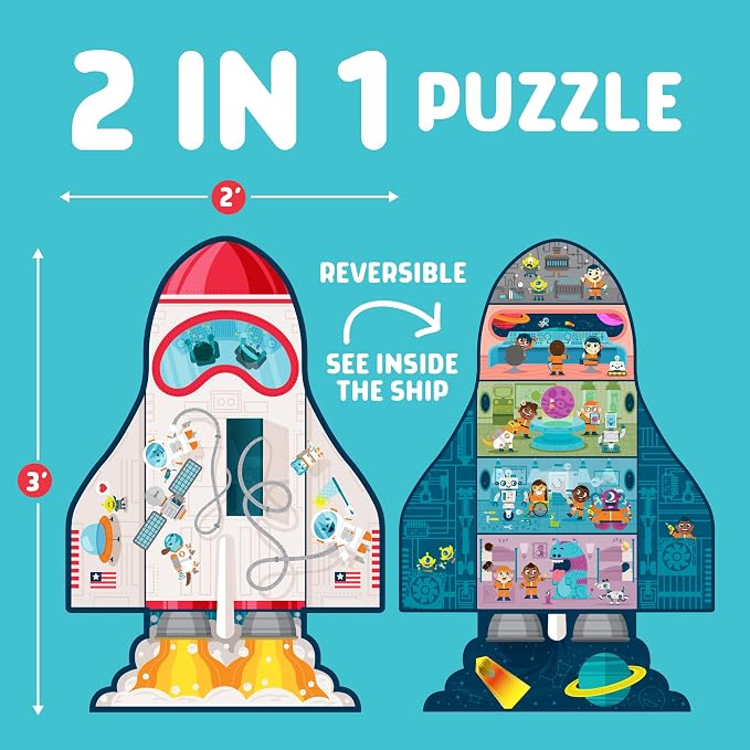 Chuckle & Roar Dinosaur Floor Puzzle, Puzzles for Kids Ages 4-6, 50 Piece | Glow-In-The-Dark Dinosaur Bones, Oversized Pieces for Little Hands, 2 ft x 3 ft Floor Puzzles for Kids, Toddler Puzzles