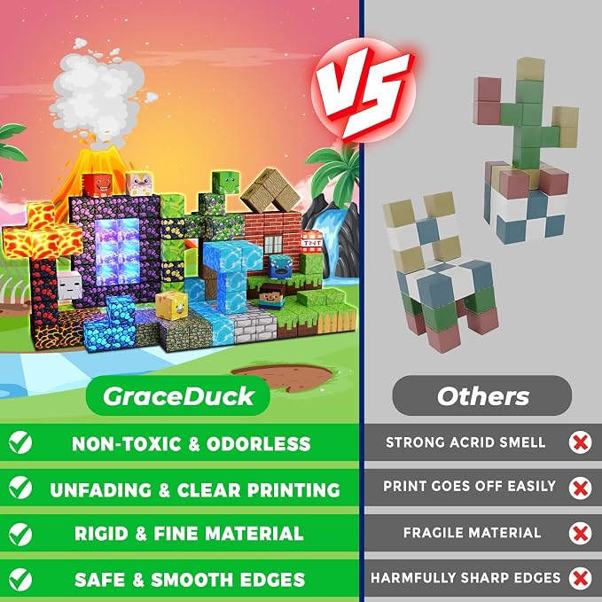 Magnetic Blocks - 150 PCS Dinosaur Volcano Forest Castle Set with Light Up Blocks - Kids Classroom Sensory Toy for Toddlers STEM, Construction Stacking Toy Kids 3+ Boys Easter Basket Stuffers