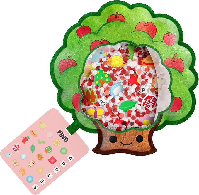 Vango BIZYBOO Keanu Leaves - Seek & Find Plush Travel Toy for Kids Ages 2+ | 25+ hidden objects to spy, handheld scavenger hunt, matching card, sensory play, fine motor skills, quiet car & plane rides