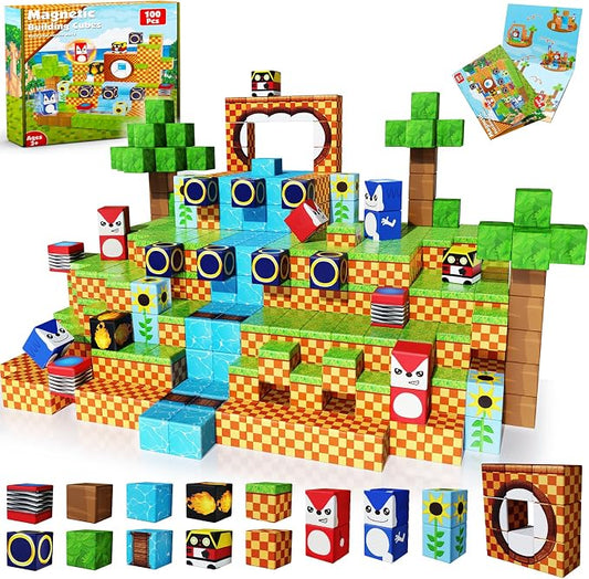 ToyUnited Magnetic Blocks, 100PCS Magnetic Building Blocks, STEM Building Game Montessori Sensory Toys for Kids Boys Girls Ages 3 4 5 6 7 8 9 10+ Holiday Birthday Gifts