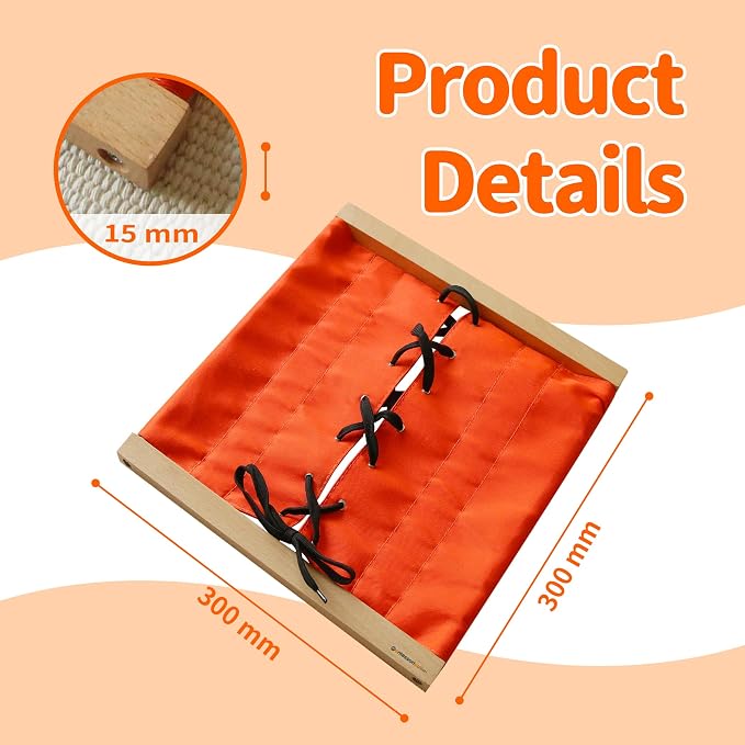 Lacing Frame | Practical Life Material for Toddlers & Preschoolers, Develop Fine Motor Skills & Independence (Ages 3-6)