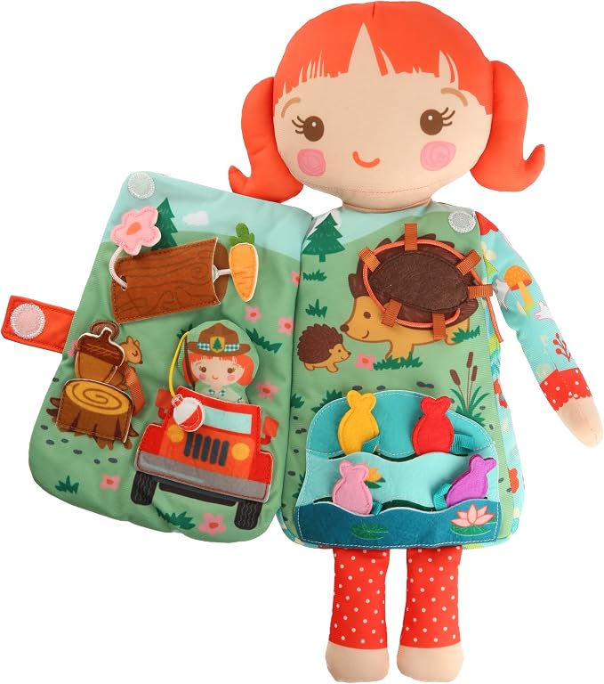 Poppy the Forest Ranger – 2-in-1 Soft Activity Doll & Busy Book | Screen-Free Travel Plush Toy with Tethered Pieces for Toddlers and Preschoolers ages 1–4 by Aleni Brands