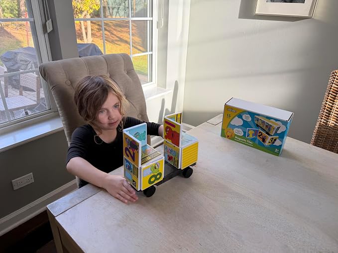 CreateOn “Sesame Street” Toy, Magnetic Kids’ Building Toys from “Sesame Street” Books, School Bus Magnet Tiles, Educational Toys for Ages 3+, 15 Pieces