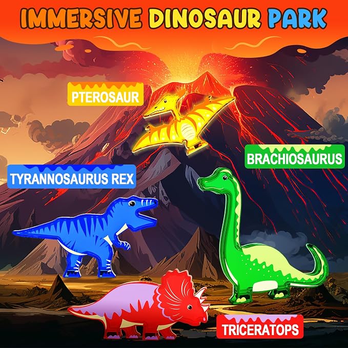 Dinosaur Toys Magnetic Tiles - Magnet Building Blocks for Toddler Kids 3+ | Dinosaur World Creative Games Set For Kids 3+, Great Kids Toys Gift For Boys & Girls, Ideal Set For STEM and Sensory Play