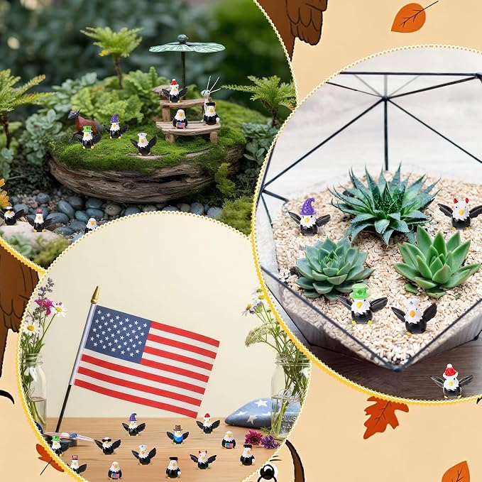 32 Pack Bald Eagle Toy Figures, Novelty Tiny Bald Eagle to Hide | Birthday Party Favor Gift Decoration (10 Styles)