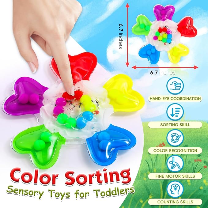 Christmas Color Sorting Sensory Toys | Fine Motor Skills Games for Toddlers, Montessori Preschool Outdoor Travel Learning Toys, for 3-5 Year Old Boys & Girls