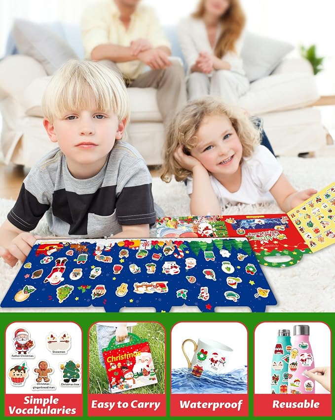 Walenced Reusable Sticker Book for Toddlers, Stickers for Kids, Toddler Toy | Toddler Craft Activities, Toddler Travel Toys, Boy Girl Birthday Gifts, Airplane Travel & Road Trip Essentials Kids