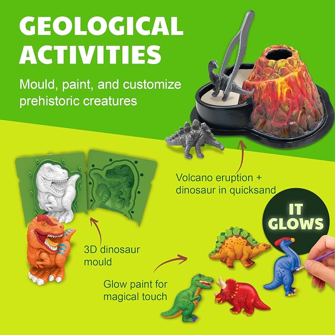 4M | STEAM Dinosaur World Exploration| Hands-On Science Kit with Dinosaur Figures & Fossil Experiments for Kids Ages 5+ - Educational Paleontology Toy Gift