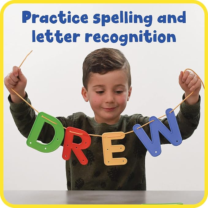 READY 2 LEARN Lacing Alphabet | Uppercase | 26 Letters | 8 Laces | Threading Toy for Kids | Fine Motor Toy | Letter Recognition and Early Spelling | Threading Toy for Kids, Fine Motor Toy, Letter Recognition and Early Spelling