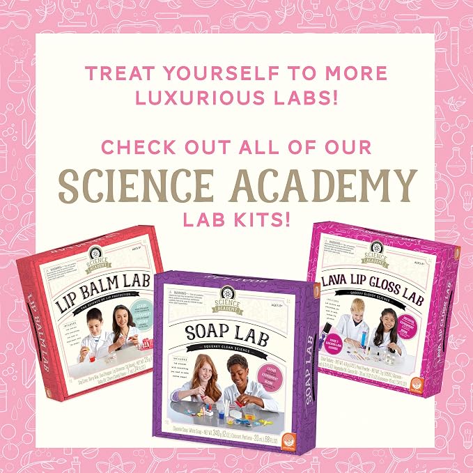 MindWare Science Academy Deluxe Shimmer Lab – Kit Includes 40pcs to Teach Kids & Teens Cosmetic Chemistry - Boys & Girls Make DIY Bath Bombs, Lip Balm & Soaps with eco-Friendly Biodegradable Glitter