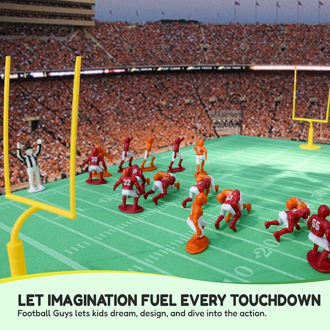 Kaskey Kids Football Guys, Red Gold vs. Blue Silver, 30 Pieces in Each Set, Includes 2 Teams, Accessories, and Travel Storage Case, Nostalgic Sports Action Figures for Imaginative Play, Ages 3 and Up