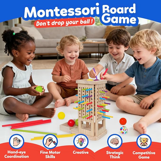 ROOCHKD Wooden Sorting Toy Montessori Color & Shape Sorter Class Activity | Fine Motor Game, Colors and Shapes Recognition, Gifts for Boys and Girls